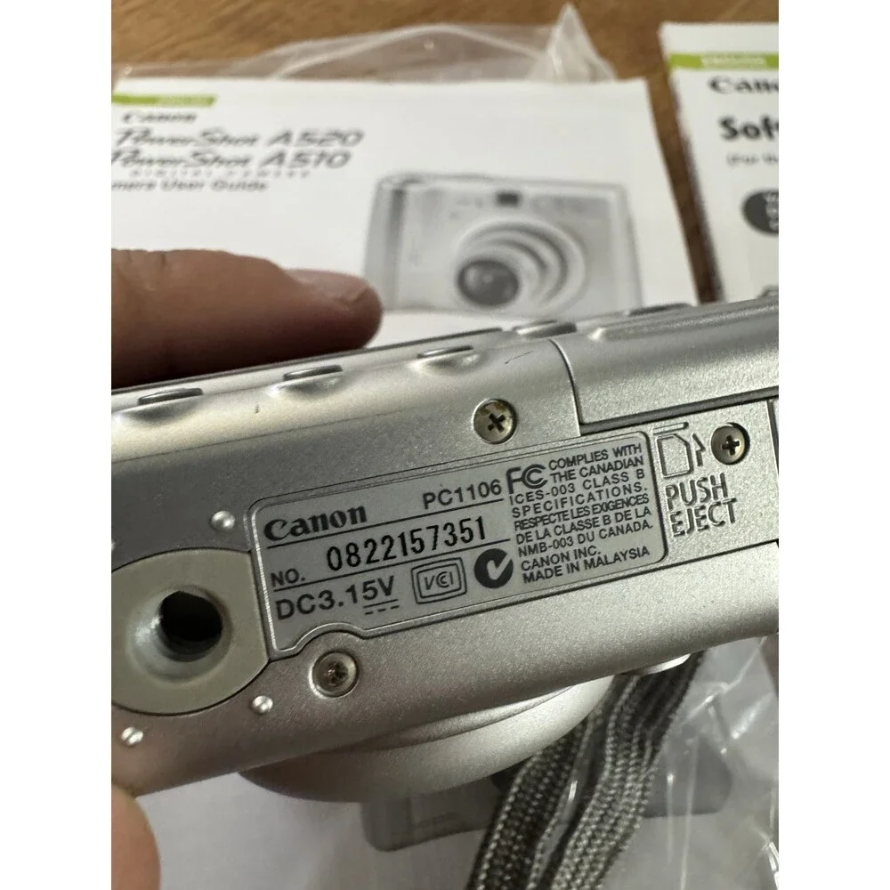 Canon PowerShot A520 4MP Digital Camera Tested Box Manual SD Card Vintage